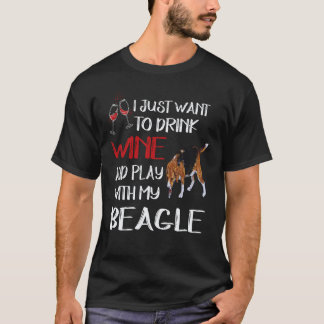 Camiseta 38 Bebe Vino Y Juega Con Mi Beagle