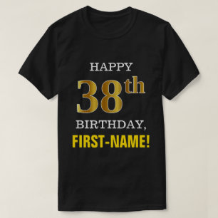 Camiseta 38.o cumpleaños del oro intrépido, negro, falso