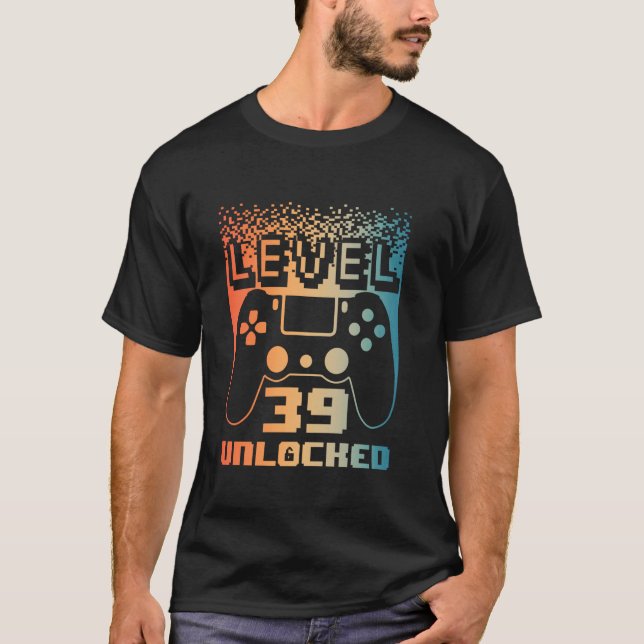 Camiseta 39º Cumpleaños Para Hombres Nivel 39 Jugador Desbl (Anverso)