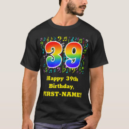 Camiseta 39º cumpleaños: Símbolos musicales coloridos, arco