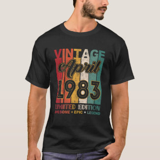 Camiseta 39.ª Vintage De Cumpleaños Abril 1983 Impresionant