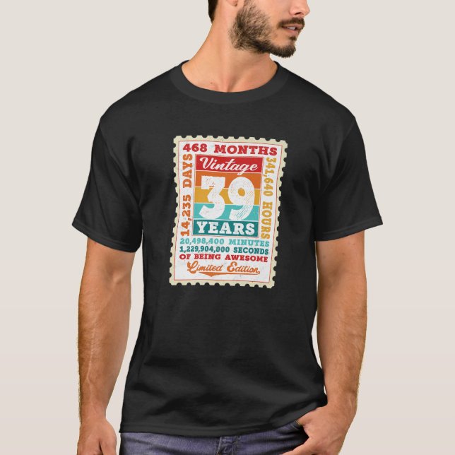 Camiseta 39.º Cumpleaños Estampilla De Poste De 39 Años De  (Anverso)