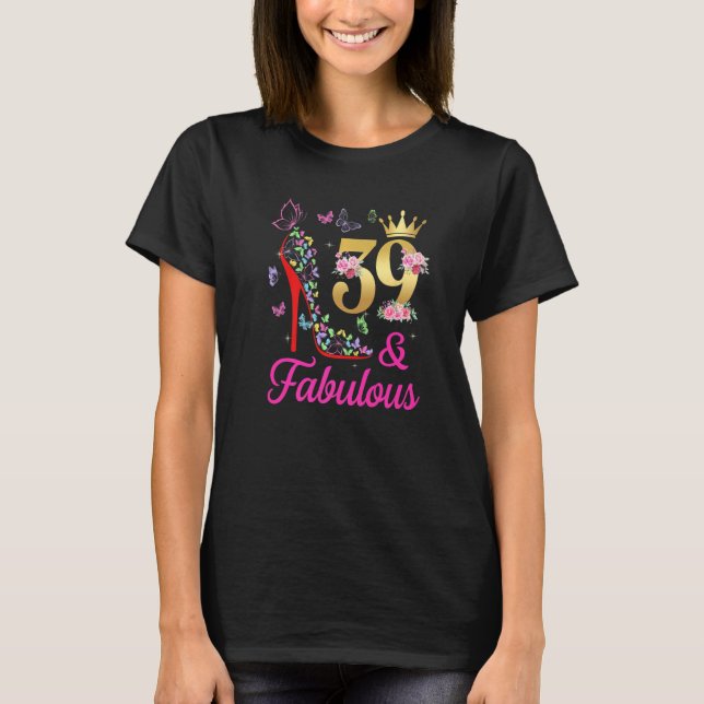 Camiseta 39 y fabulosas mariposas de cumpleaños 39 años H (Anverso)