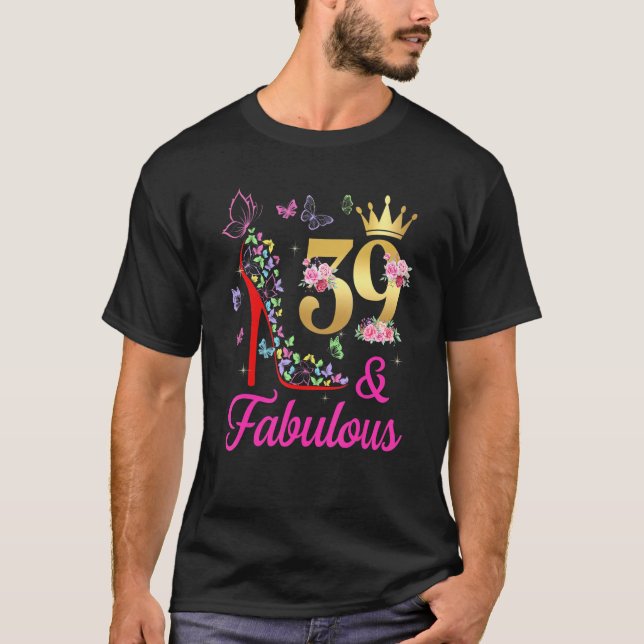 Camiseta 39 y fabulosas mariposas de cumpleaños 39 años H (Anverso)