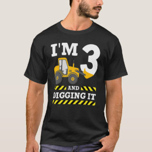 Camiseta 3.ª Excavadora de Cumpleaños I'm 3 cavando It Cons