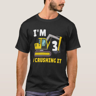 Camiseta 3.ª Excavadora de Cumpleaños, tengo 3 años y lo ap