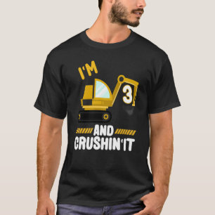Camiseta 3.ª excavadora de tractores de cumpleaños, estoy 3