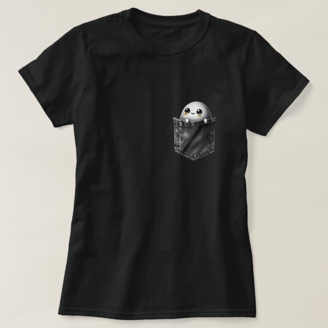 Camiseta 3.ª Fantasma De Halloween En Un Diseño De Bolsillo (Diseño del anverso)