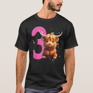 Camiseta 3.ª fiesta de cumpleaños de la Chica Highland Cow