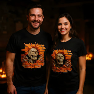 Camiseta 3.º esqueleto apuntando a través de un diseño de p