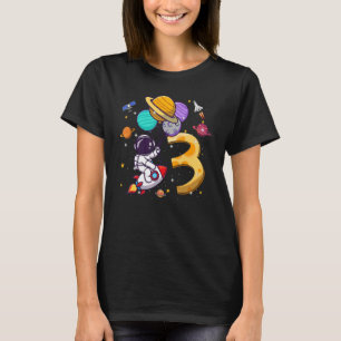Camiseta 3.ᵉʳ astronauta de cumpleaños globos espaciales de