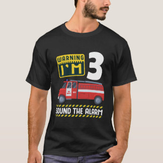 Camiseta 3.ᵉʳ bombero de camión de bomberos de cumpleaños d