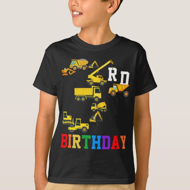 Camiseta 3.ᵉʳ Camión de construcción de 3 años de edad (Anverso)
