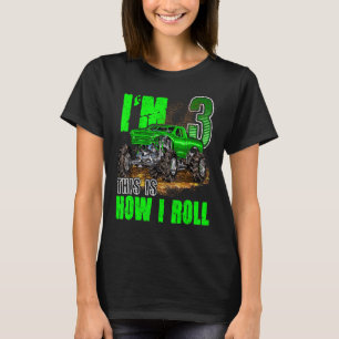 Camiseta 3.ᵉʳ Camión De Monstruo De Cumpleaños Para Niños Y
