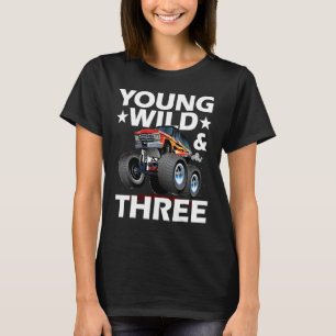 Camiseta 3.ᵉʳ Camión Monstruo de Cumpleaños de 3 años