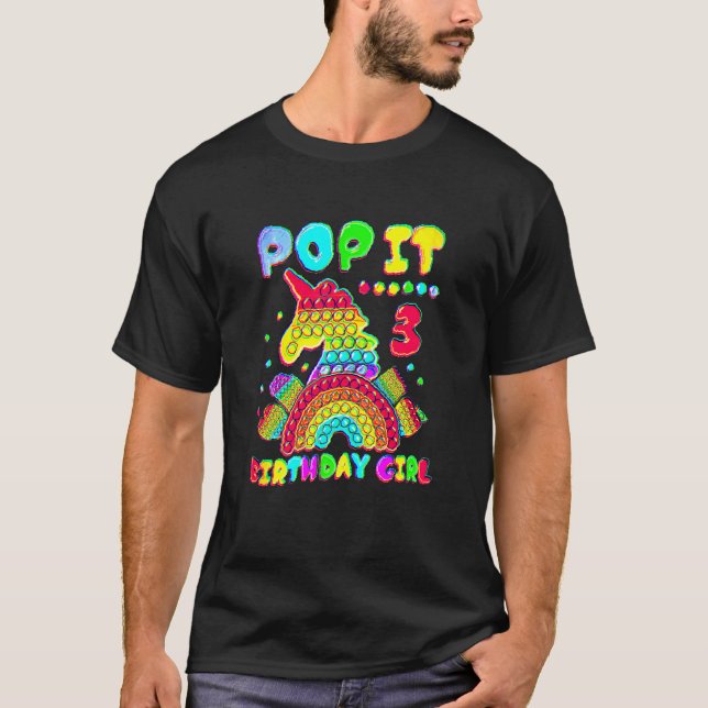 Camiseta 3.ᵉʳ Chica De Cumpleaños Pop It Fidget Toy De 3 Añ (Anverso)