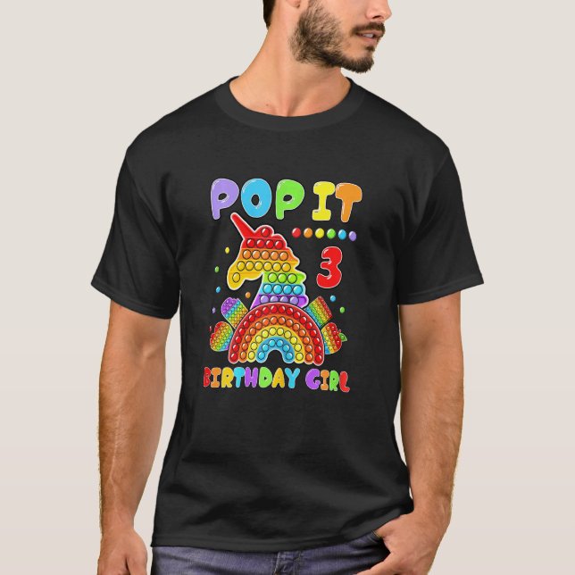 Camiseta 3.ᵉʳ Chica De Cumpleaños Pop It Fidget Toy De 3 Añ (Anverso)