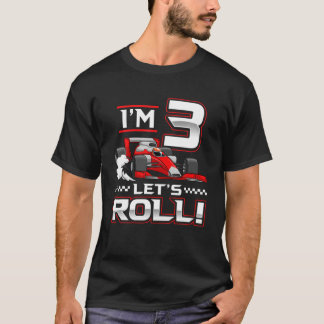 Camiseta 3.ᵉʳ coche de carreras de cumpleaños de 3 años vam