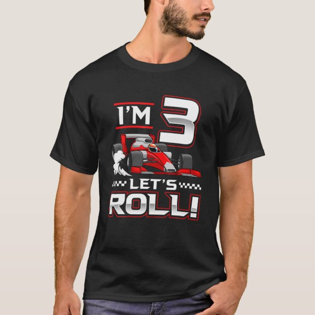 Camiseta 3.ᵉʳ coche de carreras de cumpleaños de 3 años vam (Anverso)