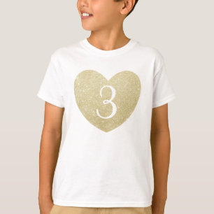 Camiseta 3.ᵉʳ corazón Purpurina Chica de cumpleaños Pe