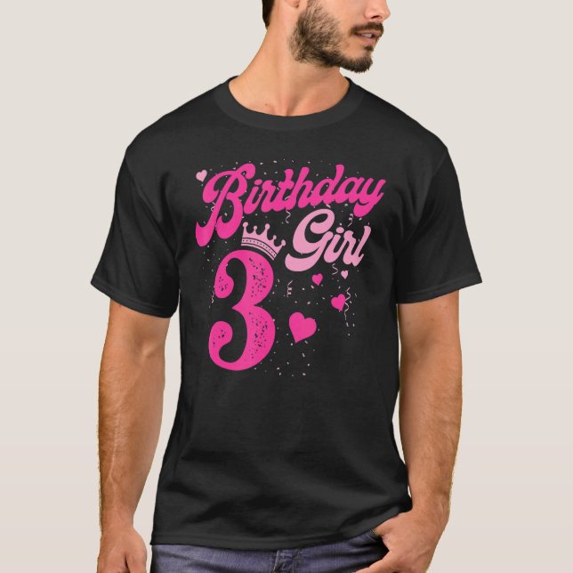 Camiseta 3.ᵉʳ cumpleaños Chica Crown 3 años (Anverso)