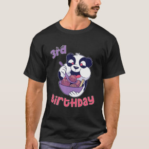 Camiseta 3.ᵉʳ Cumpleaños Crema De Hielo Panda Tema Fies