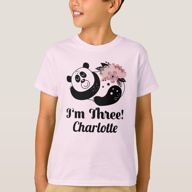 Camiseta 3.ᵉʳ cumpleaños Cute Panda Chica de 3 años (Anverso)