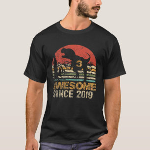 Camiseta 3.ᵉʳ Cumpleaños De Dinosaurio Impresionante 2019 T