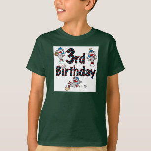Camiseta 3.ᵉʳ cumpleaños del Béisbol de los monos Sock