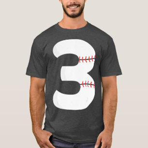 Camiseta 3.ᵉʳ cumpleaños del béisbol Gran Número Tres Años