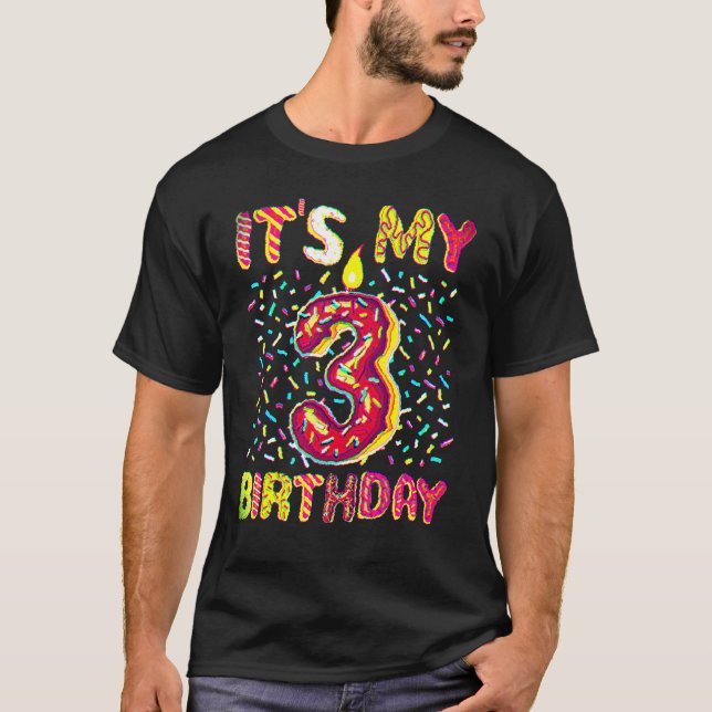 Camiseta 3.ᵉʳ cumpleaños, dulzura de Donut, feliz niño de 3 (Anverso)
