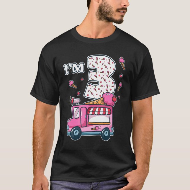 Camiseta 3.ᵉʳ cumpleaños Helado Crema de Camión Soy 3 Fiest (Anverso)