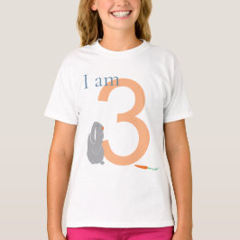 Camiseta 3.ᵉʳ Cumpleaños Moderno Minimal Gray Bunny T-Shirt