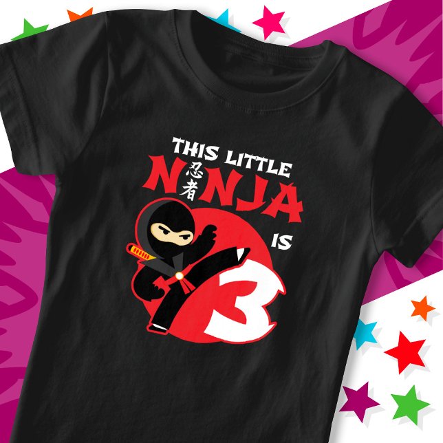 Camiseta 3.ᵉʳ Cumpleaños Niña De 3 Años Fiesta Ninja 3 (Subido por el creador)