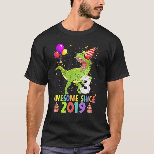 Camiseta 3.ᵉʳ cumpleaños Saurus Rex impresionante desde 201 (Anverso)