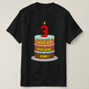 Camiseta 3.ᵉʳ cumpleaños — Torta y velas divertidas, con no
