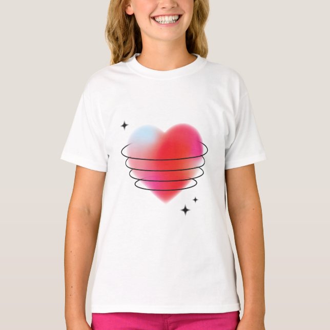 Camiseta 3.ᵉʳ espacio hitech rojo planeta valentino corazón (Anverso)