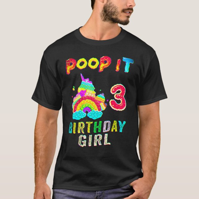 Camiseta 3.ᵉʳ Fidget Pop It Birthday Chica Fiesta 3 años (Anverso)