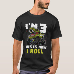 Camiseta 3.ᵉʳ Monstruo de cumpleaños Camión Dinosaurio Niño
