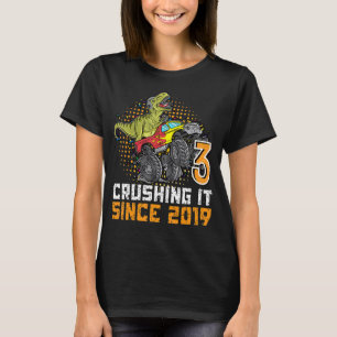 Camiseta 3.ᵉʳ monstruo de dinosaurios de cumpleaños