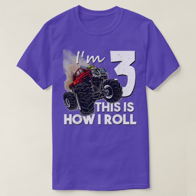 Camiseta 3.ᵉʳ Nacimiento Monstruo Camión de 3 años regalo (Diseño del anverso)
