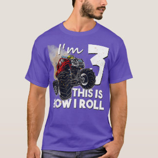 Camiseta 3.ᵉʳ Nacimiento Monstruo Camión de 3 años regalo