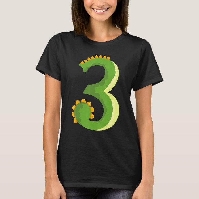 Camiseta 3.ᵉʳ niño o Chica de cumpleaños con dinosaurio, 3  (Anverso)