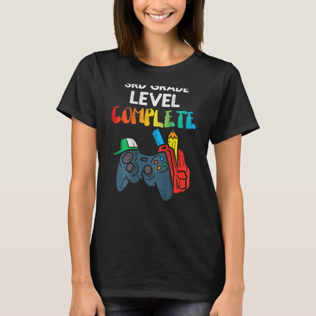Camiseta 3.ᵉʳ nivel de control de juegos completo el día pa (Anverso)