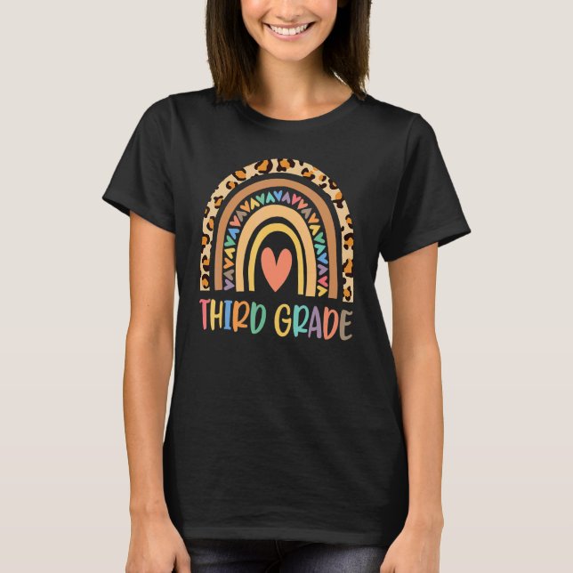 Camiseta 3.ᵉʳ profesor de tercer curso de leopardo arcoiris (Anverso)