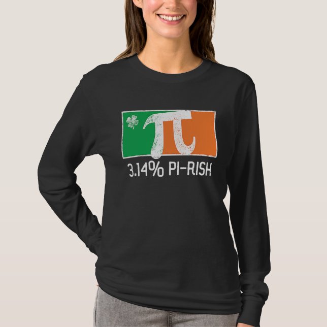 Camiseta 3 14 Pi Rish St Patrick's Day Irish Flag C Distres (Anverso)
