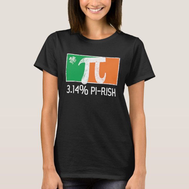 Camiseta 3 14 Pi Rish St Patrick's Day Irish Flag C Distres (Anverso)