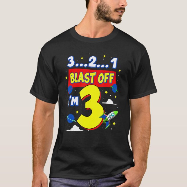 Camiseta 3 2 1 Explosión de suministros de fiesta de cumple (Anverso)