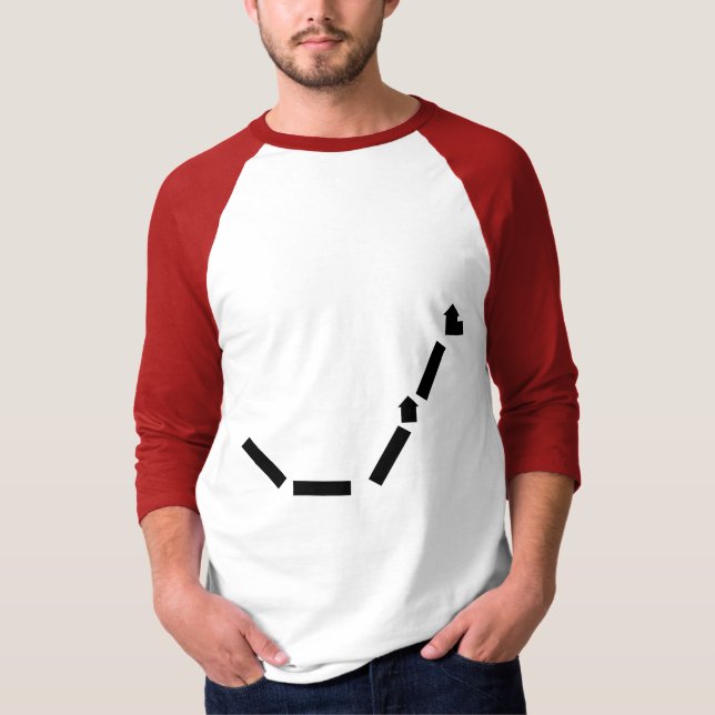 Camiseta 3/4 raglán básico blanco/rojo de la manga (Anverso)