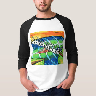 Camiseta 3/4 raglán "tubo de la manga del cielo del fuego "